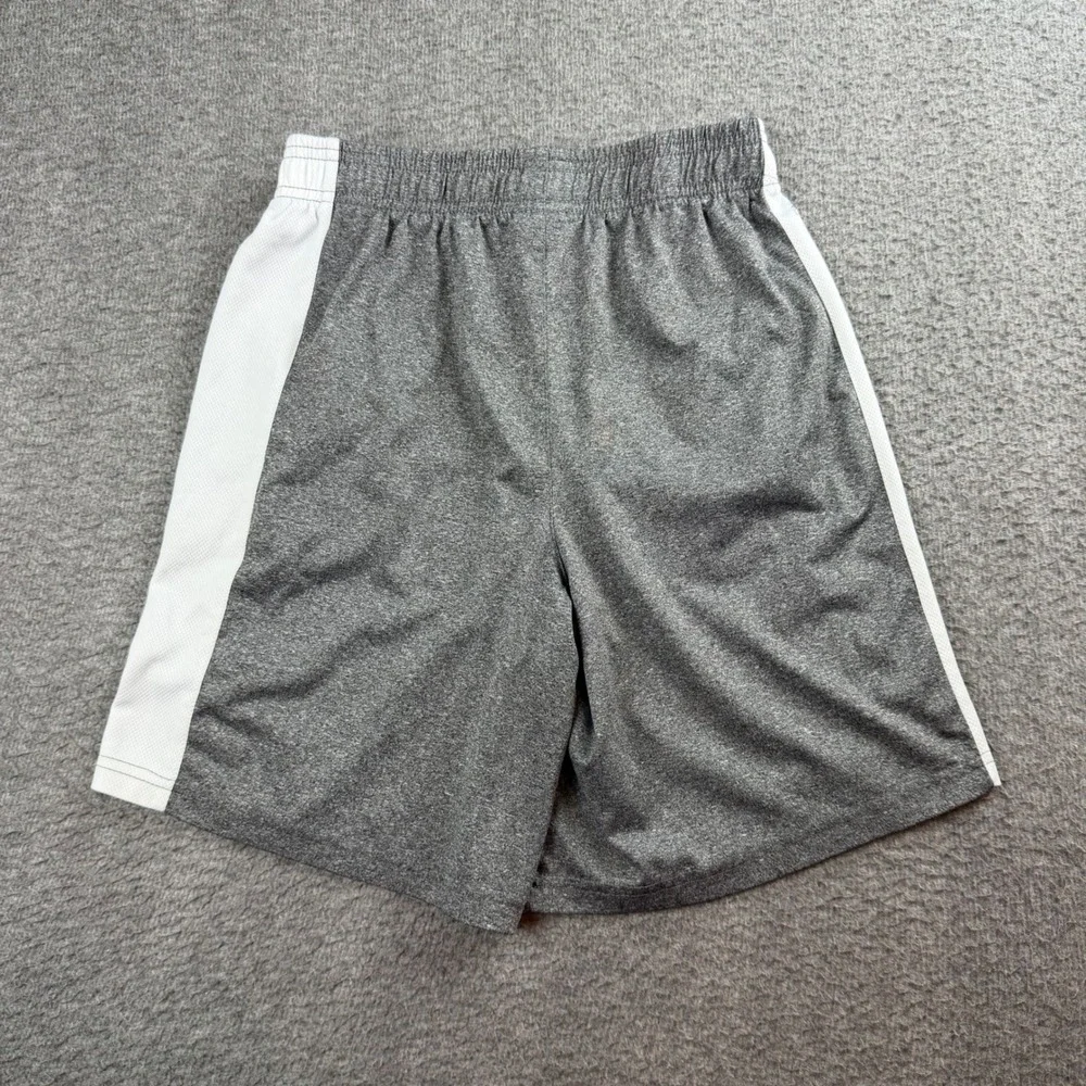 Fila Athletic Shorts Boys Size M 10/12 Gray White Logo Mesh Panel Drawstring‎
